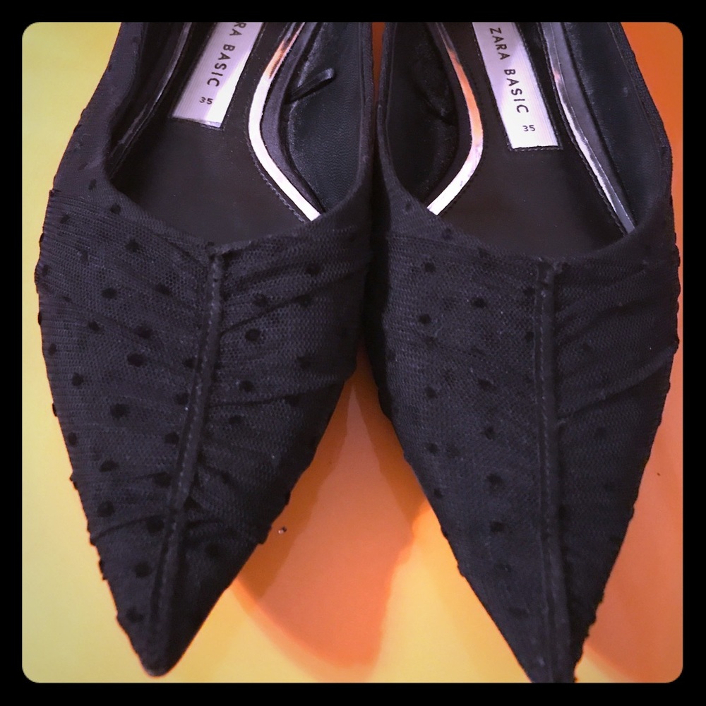 Zara Dotted Mesh rhinestone flats size 35